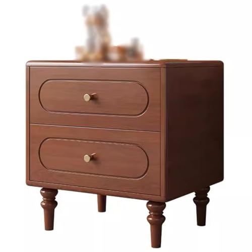 Mesita De Noche Retro con Cajones para Dormitorio, Mesita De Noche Cuadrada Pequeña Y Moderna con Patas De Apoyo, Mueble De Salón, Fácil Montaje(Brown)