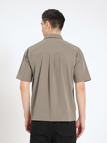 Image of ZERNY Men's Premium Utility Pocket Casual Shirt | Wrinkle Less Mechanical Stretch Fabric | Half Sleeve Relaxed Fit Button Down Shirt Polyester Blend