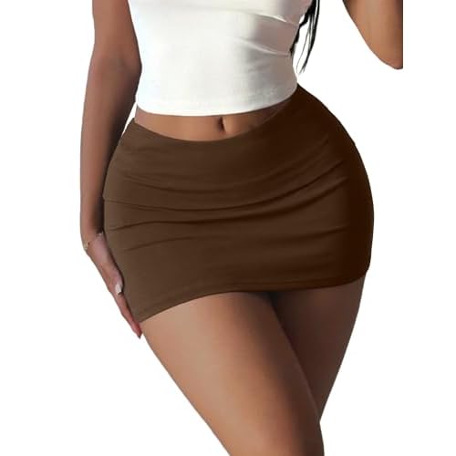 Rapbin Mini Skirts for Women Sexy Low Rise Fold-Over Bodycon Skirts Trendy Streetwear Y2K Going Out Outfits