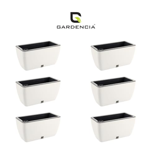 Image of GARDENCIA Self Watering Flower Pots for Outdoor Indoor Gardening /Rectangle Big Plant Pot with Polypropylene UV Material /Decorative Modern Gamla (Recta Big White, Pack of 6)