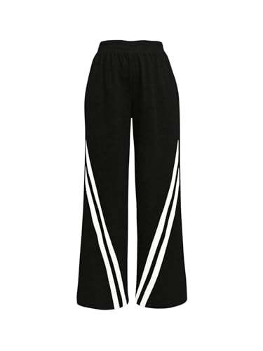 SHENHE Women's Wide Leg Sweat Pants Y2K Striped High Waist Baggy Workout Gym Sweatpant