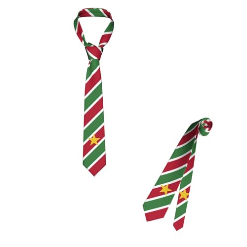 YiiLi Suriname Flag Necktie Patriotic Pride Ties For Men Formal Business Graduation