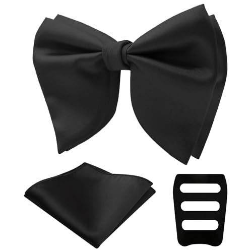 Image of Mens Bow Tie Pre Tied Oversized Bow Ties for Men Satin Bowties for Tuxedo Wedding Party Banquet