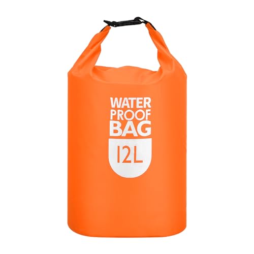 PATIKIL 12L Bolsa seca impermeable, bolsa de almacenamiento portátil y ligera con cierre enrollable para gimnasio, kayak, senderismo, natación y camping, color naranja miniatura 1