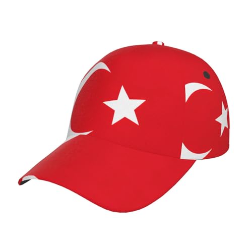 Casquette de baseball imprimée drapeau de la Turquie, casquette de baseball unisexe tendance en sergé casquette de baseball d'été réglable pour hommes et femmes, Noir , Taille unique
