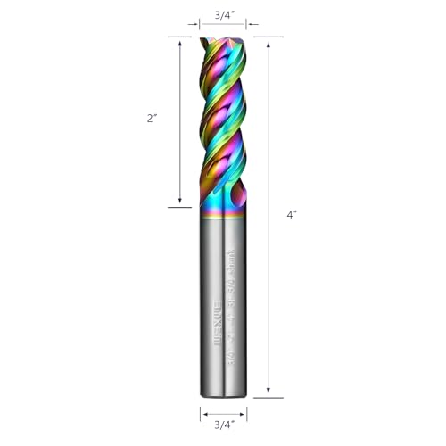 Image of Tools DLC Series Carbide Square End Mill, Diamond-Like Coating, End Mill for Aluminum, Copper, Magnesium Alloys, High Silicon Aluminum, Composite Materials,3 Flute,3 /4 Shank (0.75(3 /4) inch, 1pcs)