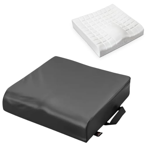 GERCARE Cojin Antiescaras Viscoelástico con Memoria para Silla de Ruedas. Cojín Antiescaras 42x42cm. Cojin Silla Ruedas con Espuma Poliuretano con Funda.