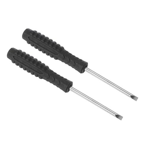TOP-VIGOR 2pcs Mini Slotted Screwdriver 3mm Flat Head 99mm Length, Small Precision Screwdrivers with Non-Slip Handle for Electronics, Glasses, Watch, Computer and Small Appliance Repair