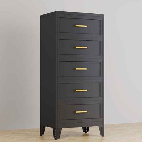 risuoge 5 Drawers Tall Black Dresser for Bedroom, 53.46