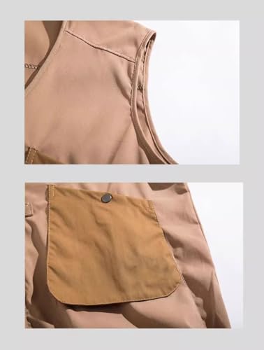 MORISTE Men's Vest Male's Japanese Retro V-Neck Workwear Pockets Waistcoat4