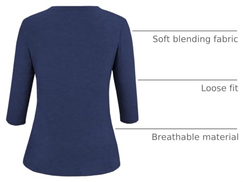 Image of JomeDesign Womens Tops 3 /4 Sleeve Shirts Round Neck Loose Casual Blouses Floral Print Tshirts