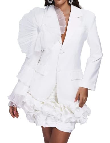 BELLA BARNETT Women's White Single-Breasted Blazer