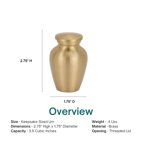 Classic Gold Keepsake Cremation Urn for Ashes, Brass, Gold Urn, Keepsake Sized Cremation Urn, 2.75 Inches High