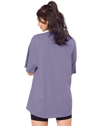 Image of SHODOX Women's Cotton Blend Oversized Drop Shoulder Solid T-Shirt(Pack of 1)