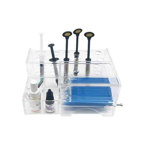 SENLIN DENTAL Dental Composite Syringe Organizer, Transparent Multi-Function Acrylic Teeth Syringe Holder for Resin Adhesive Syringes Brush Dispenser Placement Rack Tool (Large)