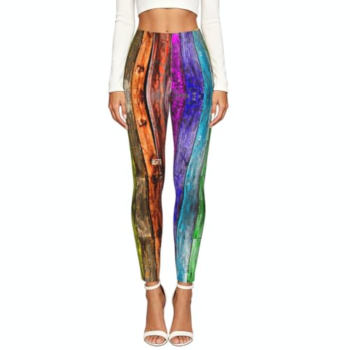 Leggings con estampado de tablas de madera para mujer, pantalones de senderismo 2