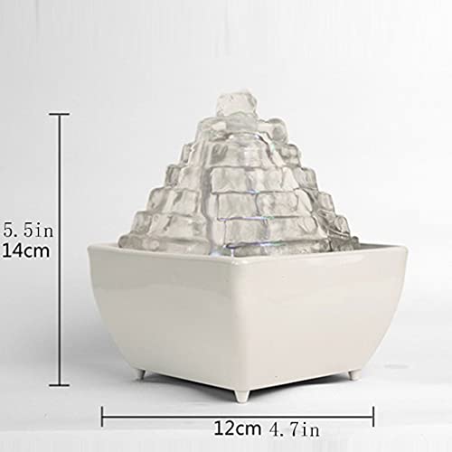 Creatieve en verse tafelvoningsfonteinwatervallen, desktop fontein luchtbevochtiger voor thuis woonkamer en kantoor Accessoires voor fonteinfonteinen in de tuin (Color : White, Grootte : USB plug) - Image 3