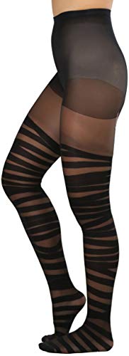 Image of ToBeInStyle Women's Strappy Zig Zag Lace Up Bandage Print Fashion Goth Tights