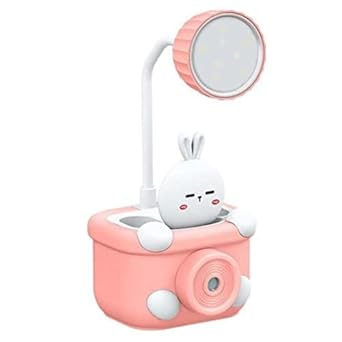 Kaarmugil Plastic 3 in 1 USB Chargeable Led Light Table Night Lamp for Kids Bedroom with Pencil Sharpener & Pen Holder Stand for Girls & Boys, Study Desk Lamp for Decoration