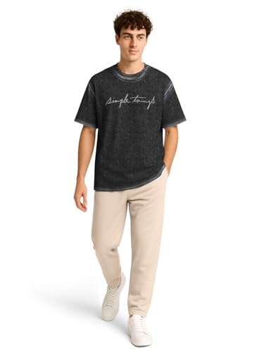 Image of BULLMER Trendy Co-ords with Oversized T-Shirt & Pants Clothing Set for Men | Cotton Blend Cord Set for Men