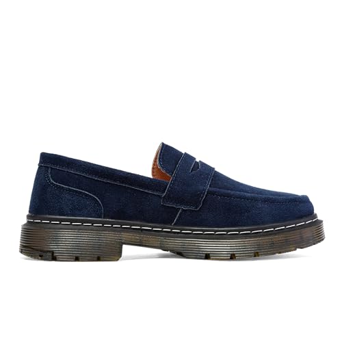 SENNYO Women's Suede Penny Loafer Comfort Driving Moccasins Casual Slip-Ons Loafer Flats Fashion Women Business Work Shoes Navy Blue,10 US — view 4