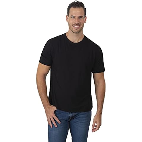 Chill Boys Soft T-Shirt for Men with Short Sleeve - Cool Performance and Crew Neck Tee - Black Large - Imported 95% Viscose Made from Bamboo / 5% Spandex Cover