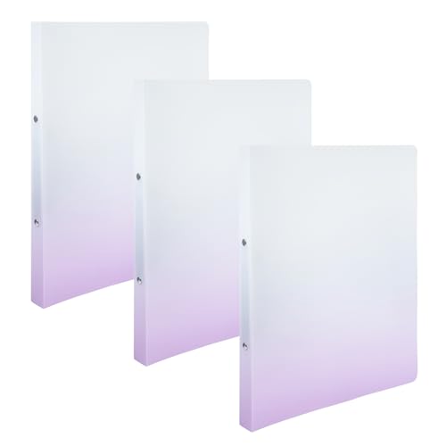 Idena 90381 - Ringbuch A4 aus Kunststoff, 3 Stück, Ordner in Weiß und Lila mit 25 mm Rückenbreite und 2-Ring-Mechanik