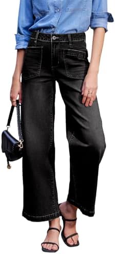 Sidefeel Women's Wide Leg Jeans High Waisted Stretchy Jeans Strai...