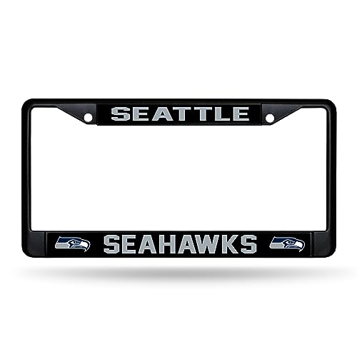 Rico Industries NFL Football Seattle Seahawks Black Chrome Frame with Printed Inserts 12 x 6 Car/Truck Auto Accessory