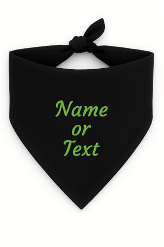 Personalisiert Hunde Bandana, Verstellbare Hunde Dreiecks Halstuch Wunschname, Gestickt Name des Hundes, Baumwolle Kopftücher Hundehalstuch Dreieckstuch, Dog Bandana (L, Schwarz)