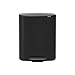 Brabantia Poubelle à pédale de recyclage, acier, noir mat, grande (2 x 30 l)