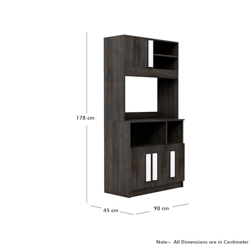 Image of Bniture Multipurpose Kitchen Cabinet | Engineered Wood Crockery Cabinet Modern with 4 Doors and Open Shelves | Crockery Unit for Dining Area | Kitchen Crockery Cabinet for Home | Flower Wenge