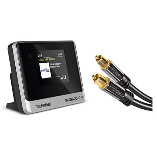 TechniSat DIGITRADIO 10 IR - DAB+ und Internetradio Adapter (WLAN, Farb-Display, Bluetooth, Fernbedienung, Wecker) schwarz/Silber & KabelDirekt – Optisches Kabel/Toslink Kabel – 2m