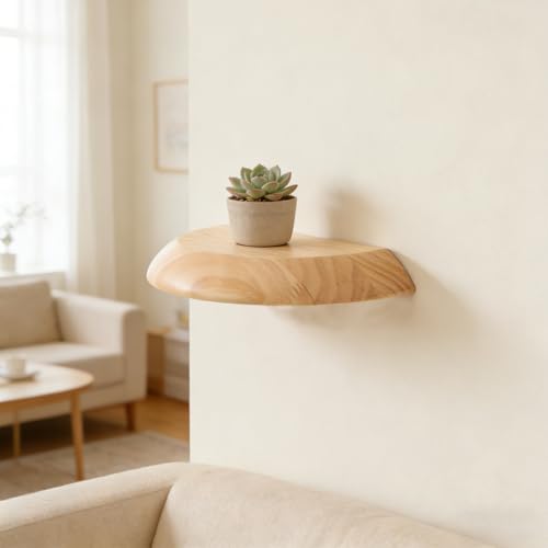 Étagère murale en bois flottante marron style champêtre rustique - 7