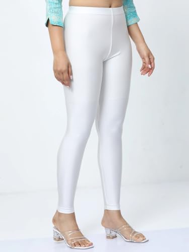 Image of Women's Nylon Shimmer Leggings | Ankle Length | Slim Fit | Stretchable Spandex Leggings | Shiny Finish | Casual Wear & Special Occasion