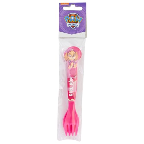 Set de 2 couverts réutilisables en plastique composé d'une fourchette et d'une cuillère Pat' Patrouille Girl