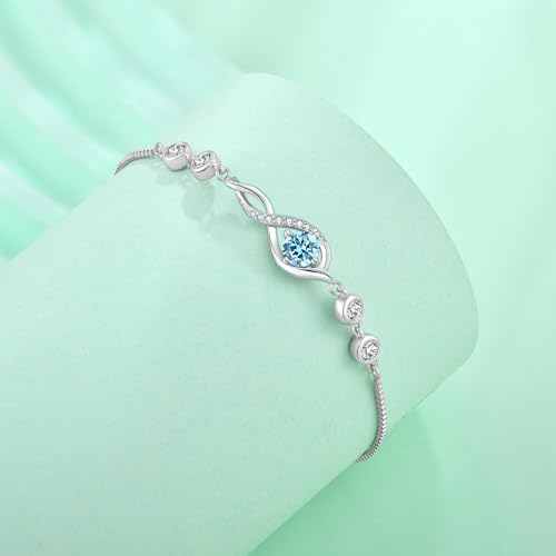 Infinity Bracelets for Women 925 Sterling Silver Adjustable Link Bracelet Birthstone Jewelry Gifts for Her4