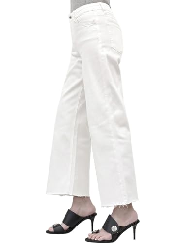 VERVET by Flying Monkey White Denim Wide-Leg Jeans High-Rise Distressed2