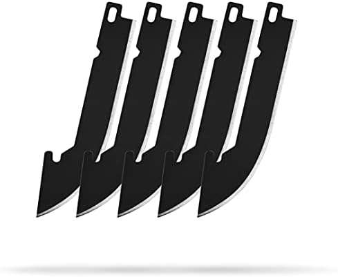 TRUE Replaceable Blade Folding Pocket Knife Blade Replacements | 5-Pack of Sharp & Reliable Stainless Steel Drop Point Replacement Blades for Pocket Knife, Black, One Size
