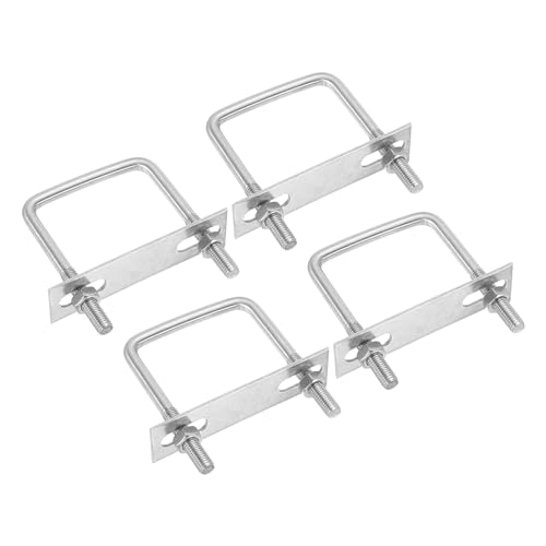 Image of PATIKIL M8x60x80mm Square U-Bolts Kit, 4Set 304 Stainless Steel Square U Shaped Bolts Replacement Parts with Frame Plates and Nuts for Ski Board Sailboat Trailer