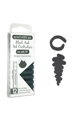 Cartouches d'encre Monteverde Black Ash G305BA à séchage rapide pour stylo plume universel