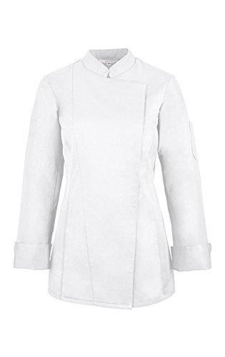 GREIFF Veste de cuisine pour femme avec boutons pression dissimulés | Coupe droite | Cuisine Basic | Style 5405 | Noir, blanc | Différentes tailles, Blanc., S