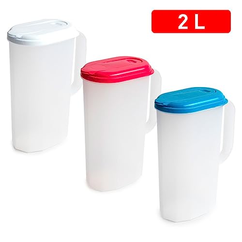 Miniatura 2 de Acan Tradineur - Jarra De Plástico Para Servir Agua, Bebidas Frías, Translúcida, Incluye Línea De Medida, Frigorífico, Cocina, Fabricada En España, 2 Litros - 24,5 X 19 X 9 Cm - Color Aleatorio