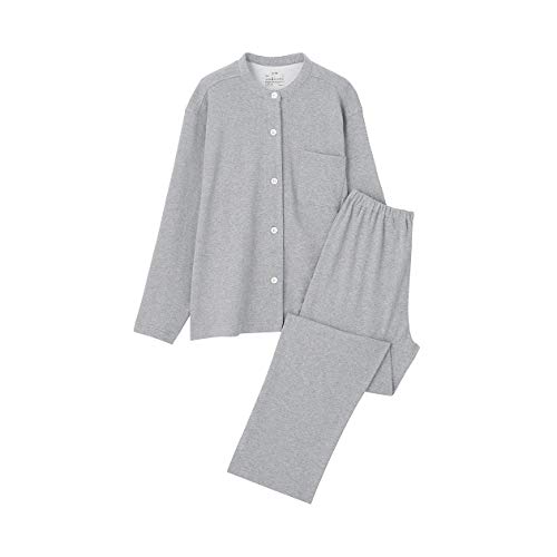 無印良品 脇に縫い目のない カットソースタンドカラーパジャマ 婦人S~M グレー 4550344156049