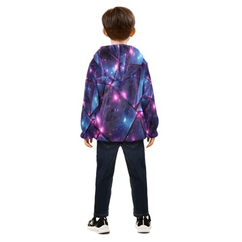 Blue and Pink Triangles Toddler Fleece Jacket Girl Boys Hooded Fleece Jacket Coat Warm Outwear Zip-up 3-10T4