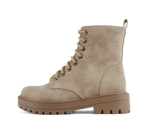 Image of Soda FIRM - Lug Sole Combat Ankle Bootie Lace up w /Side Zipper