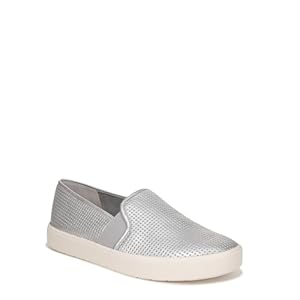 Vince Womens Blair Slip On Fashion Sneaker Silver Leather 10 M