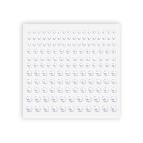 Pearl Stickers Self Adhesive Hair Pearls Gem White Jewel Sticker for Making Hair Decor Face Body Nail Phone Art Craft Scrapbooking Embellishments Assorted Size 3mm/4mm/5mm/6mm (165)