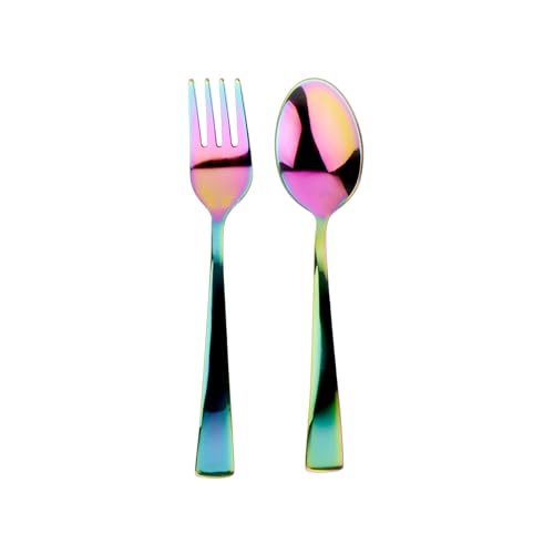 Ahimsa Stainless Steel Kids Utensils - Kids Fork and Spoon Set, Pediatrician Designed Rainbow Silverware Set, 100% BPA Free & Dishwasher Safe (Rainbow)