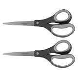 Fiskars 8” Everyday Titanium Comfort Grip Scissors (2-Pack), Home & Office Scissors for Cutting Paper, Cardboard, Photos and More, Gray